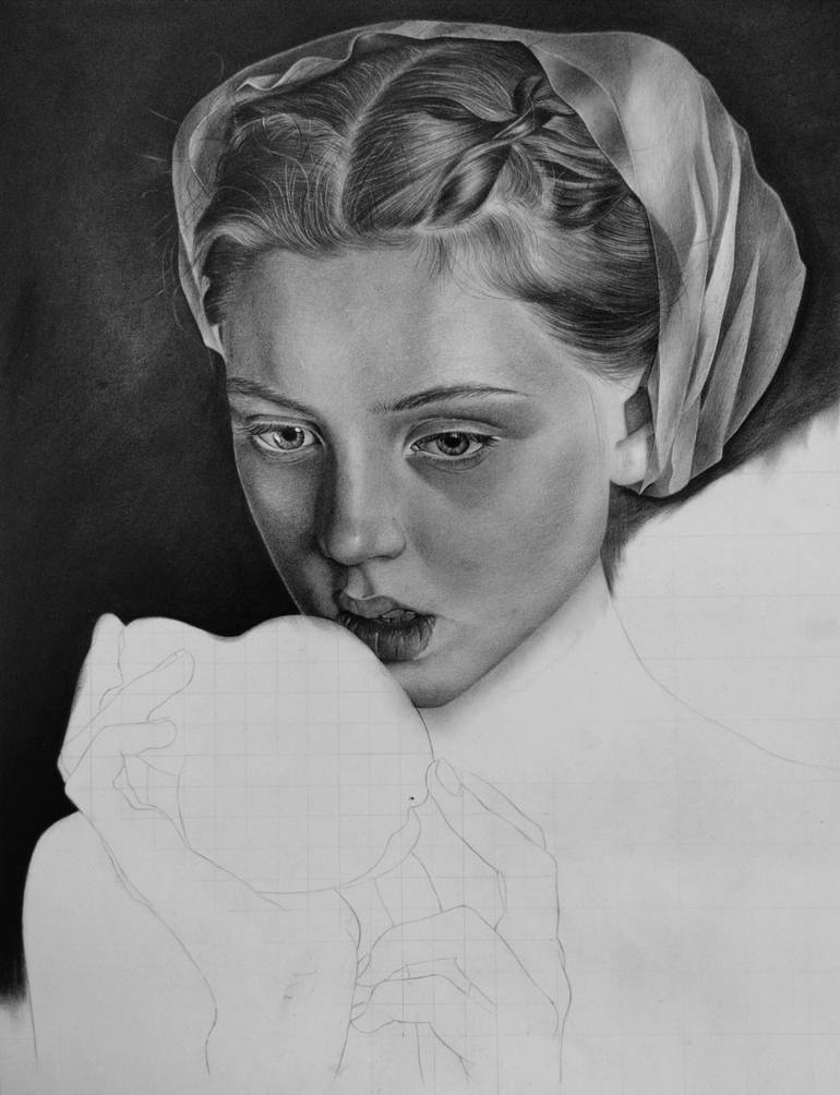 Original Photorealism Women Drawing by Mariam Darchiashvili