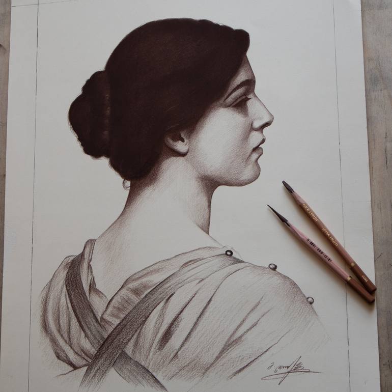 Original Portraiture Women Drawing by Mariam Darchiashvili