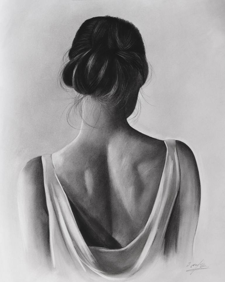 womans back drawing