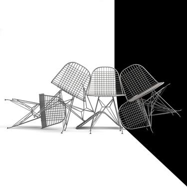 Wire Chair on  Black and White Background thumb