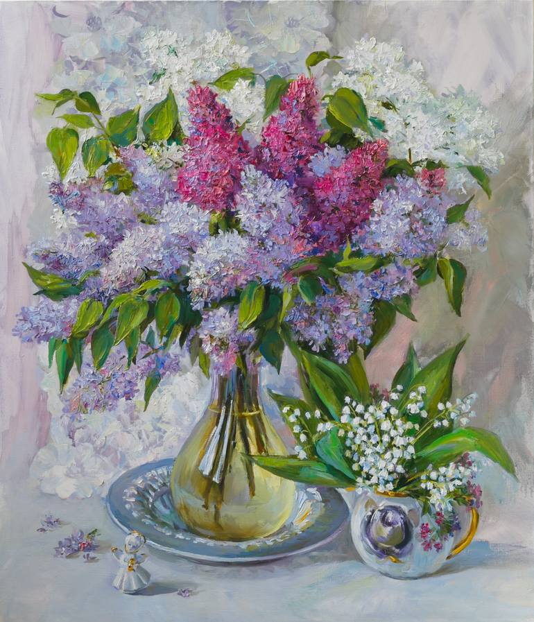 Lilac And Lilies Of The Valley Painting By Anna Soroka 