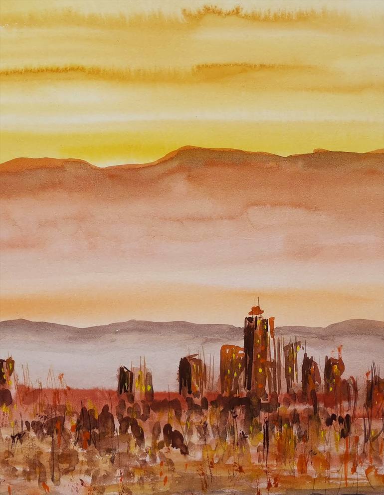 Original Illustration Landscape Painting by Alyona Kazakova