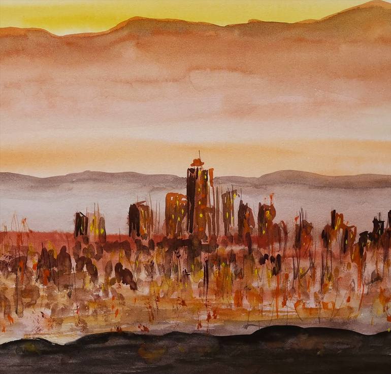 Original Illustration Landscape Painting by Alyona Kazakova