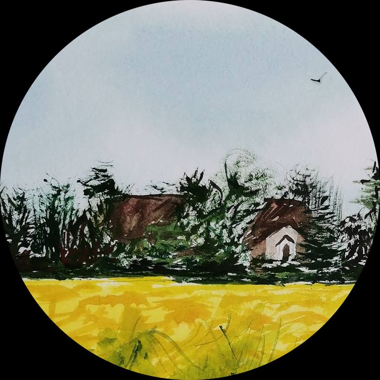 Original Illustration Landscape Painting by Alyona Kazakova