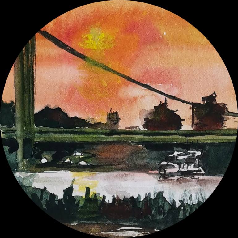 Original Illustration Landscape Painting by Alyona Kazakova