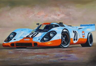 PORSCHE Le Mans - Steve McQeen - Fine Art Print "Vintage memories" Steve McQueen - Porsche 917 K #20 - Porsche thumb