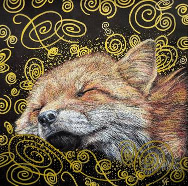SWEET DREAM FOX - animal art, home decor, original gift thumb