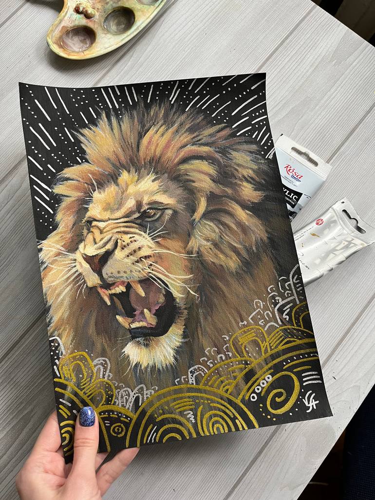 Original Abstract Animal Painting by Alona Vakhmistrova