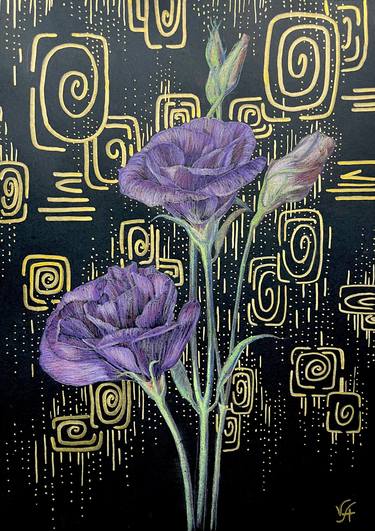 EUSTOMA - floral art, violet flower, art gift thumb