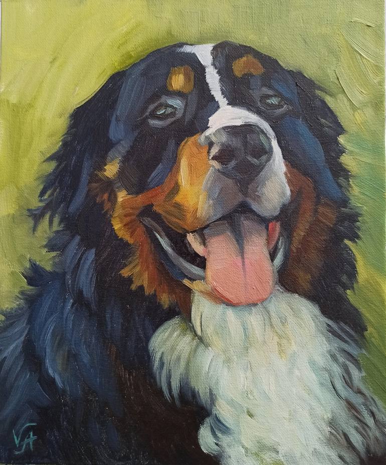 Bernese Mountain Dog Painting by Alona Vakhmistrova | Saatchi Art