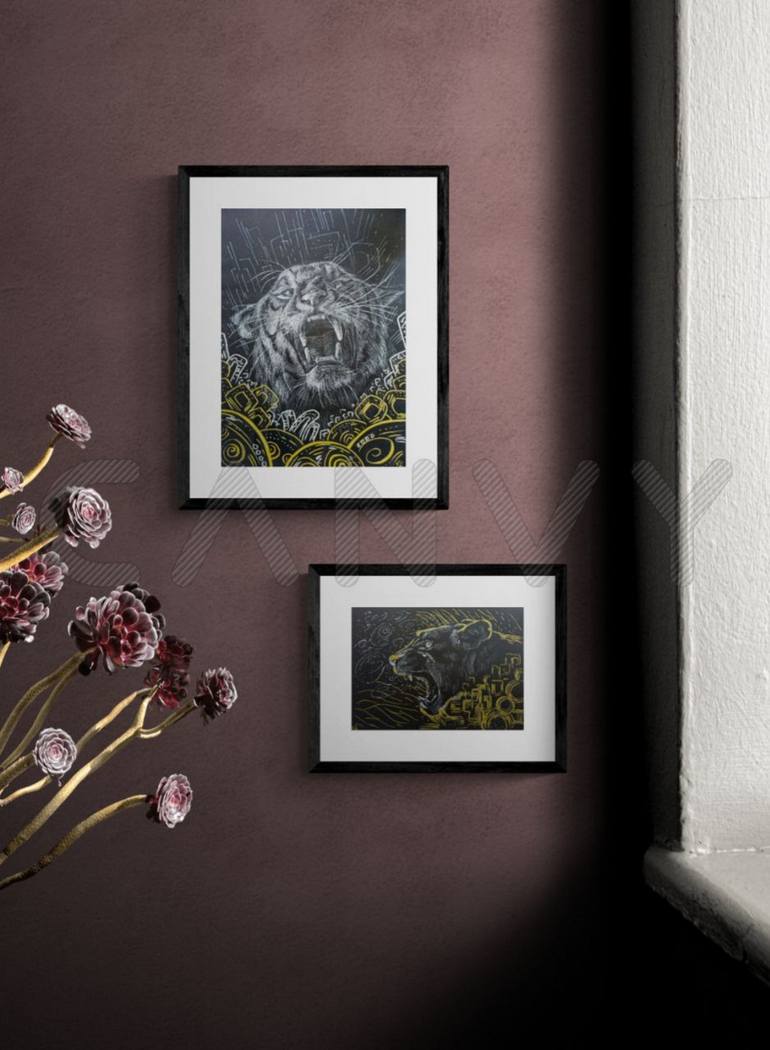 Original Art Deco Animal Drawing by Alona Vakhmistrova