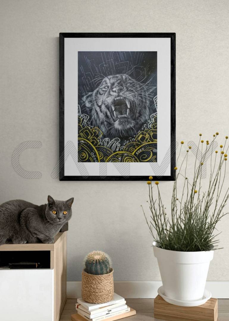 Original Art Deco Animal Drawing by Alona Vakhmistrova
