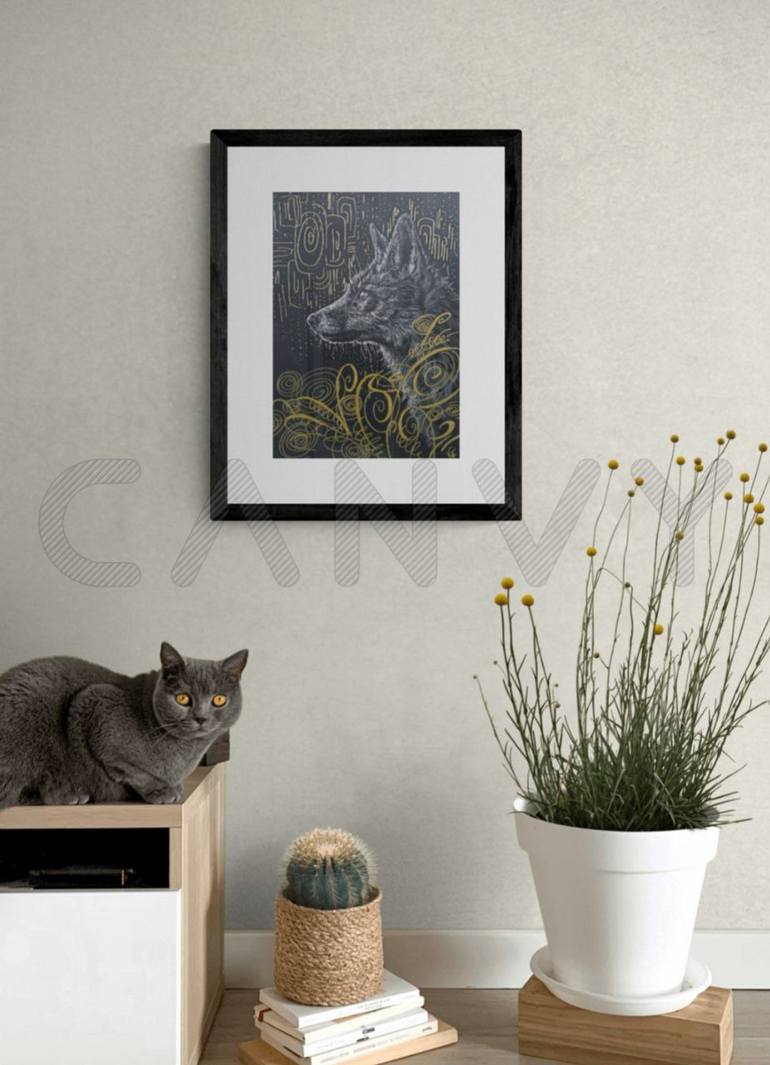 Original Abstract Animal Drawing by Alona Vakhmistrova