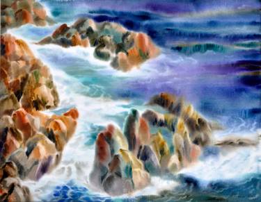 Print of Expressionism Seascape Paintings by Alexandra Otieva