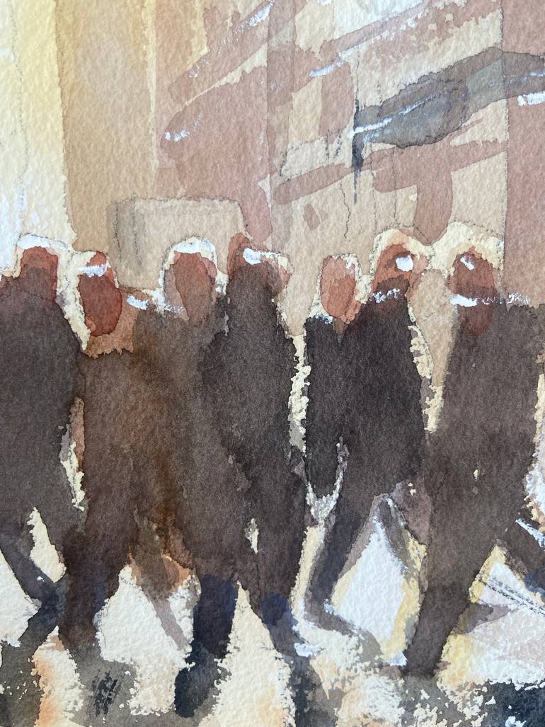 Original Abstract Expressionism People Painting by Richard Bradshaw