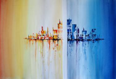 Print of Abstract Cities Paintings by Richard Bradshaw