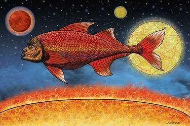 Original Fish Mixed Media by Ghislain Lacasse