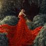 red rose flower woman dress