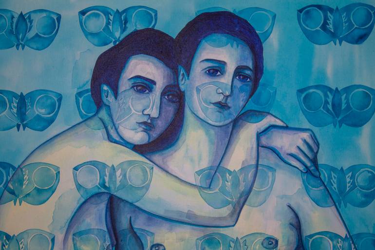 Original Portraiture Nude Painting by Oksana Chumakova