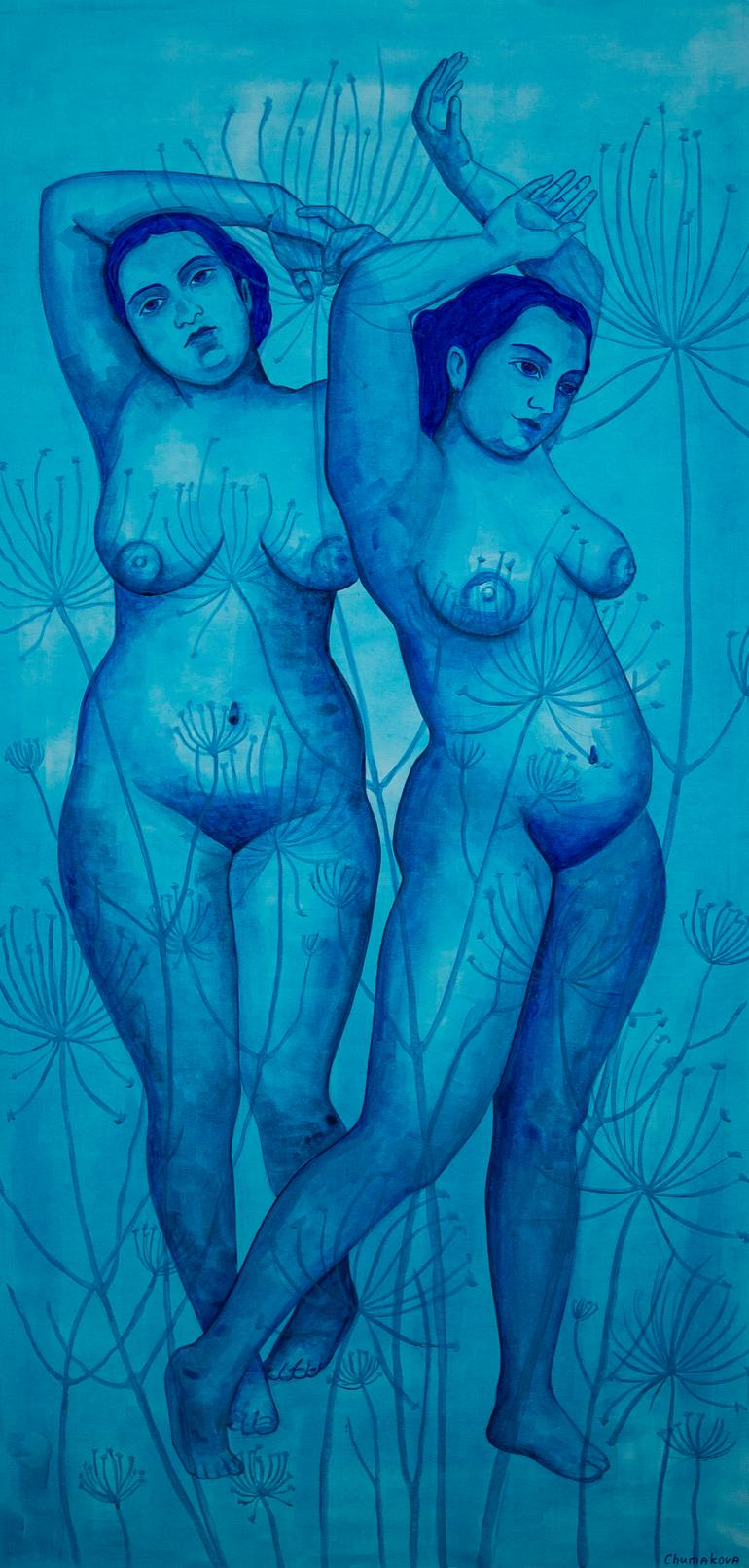 Original Figurative Nude Painting by Oksana Chumakova