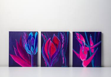 Triptych painting "Flowers" 2024. thumb