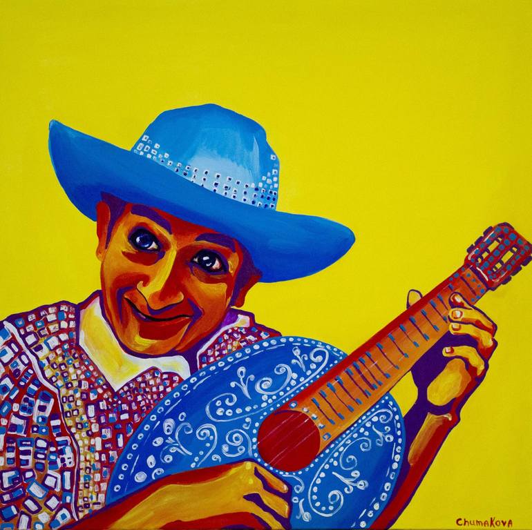 Cuban musician Painting by Oksana Chumakova | Saatchi Art