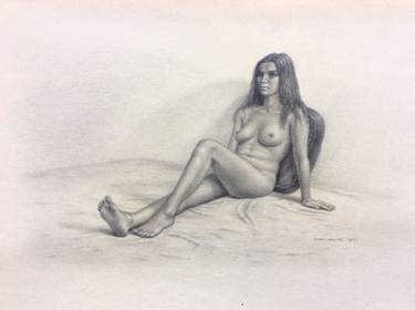 Original Nude Drawing by Henk Hollebeek