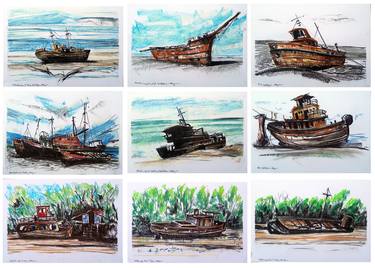 Print of Boat Drawings by Chelo Leyría