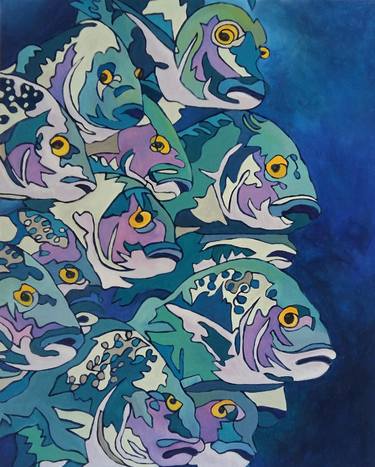Original Figurative Fish Paintings by Florence Tedeschi