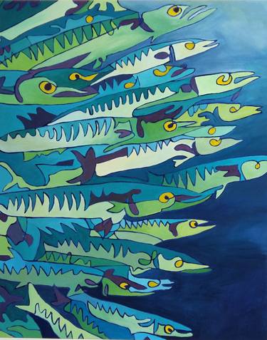 Original Figurative Fish Paintings by Florence Tedeschi