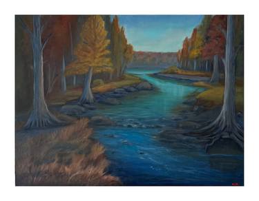 Guadalupe River Texas Landscape Painting Oil Painting Autumn thumb