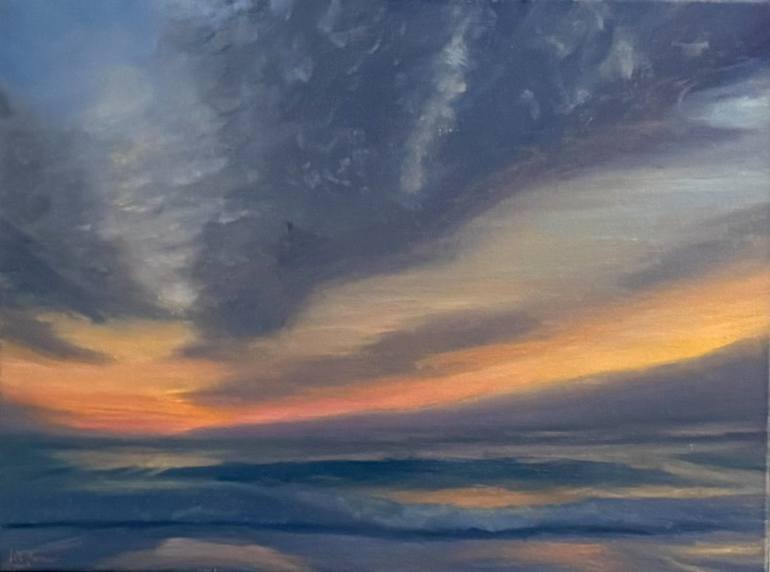 Original Seascape Painting by Mattie Perrigan | Impressionism Art on Canvas | Florida Sunset After the Storm