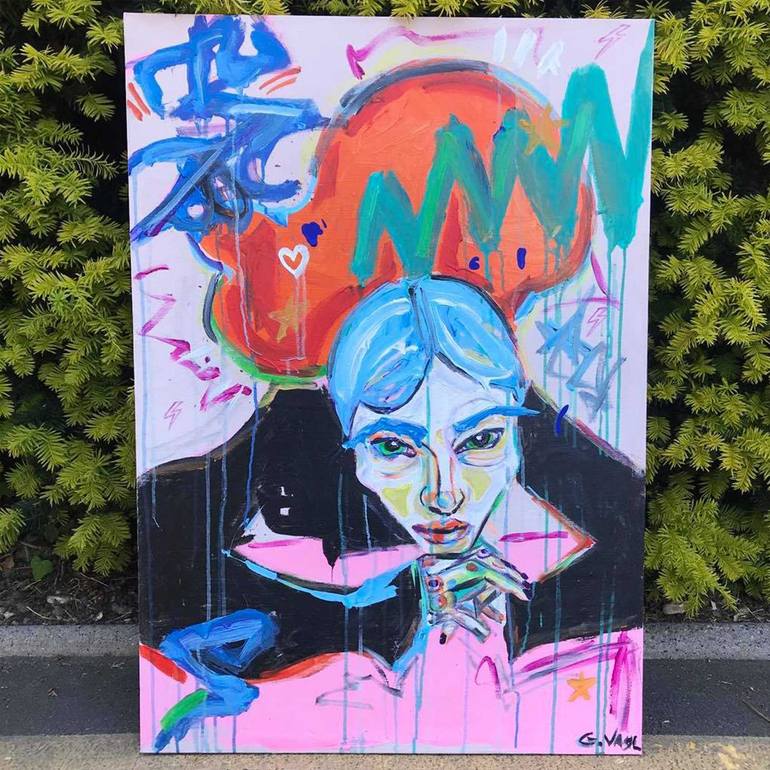 Original Abstract People Painting by Gusté  Design