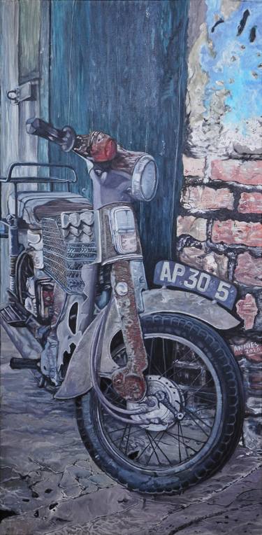 Original Documentary Bike Painting by Annies Lee