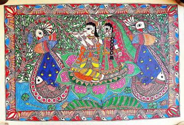 Madhubani painting -Krishna and Radha thumb