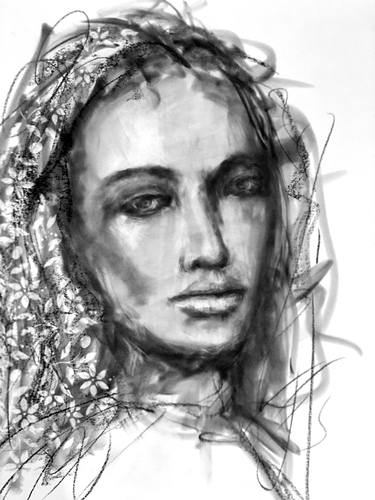 Original Figurative Portrait Drawings by Laura Alfonso Miki