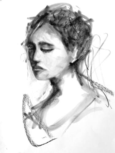 Original Modern Portrait Drawings by Laura Alfonso Miki