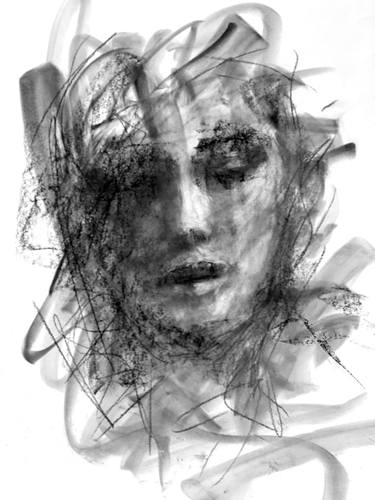Original Abstract Expressionism Portrait Drawings by Laura Alfonso Miki