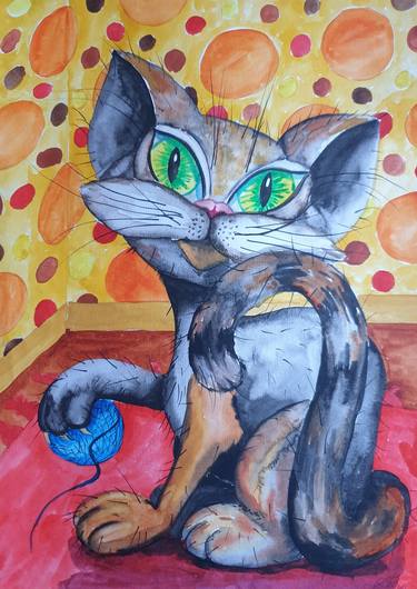 Print of Abstract Cats Paintings by Marina Daniluka