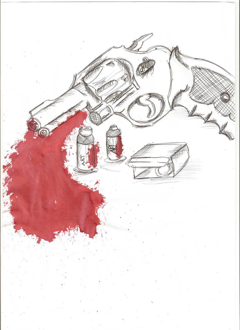 gun Drawing by daniel thomas | Saatchi Art