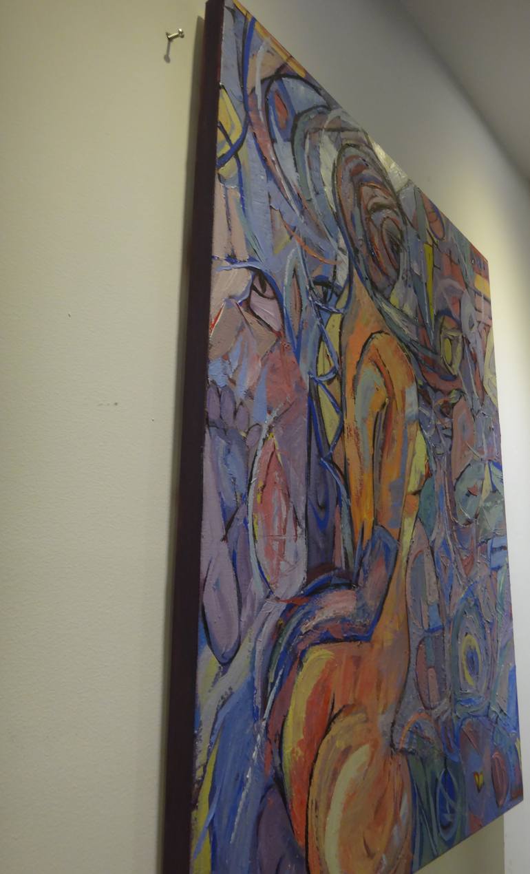 Original Abstract Cats Painting by Larissa Oxman