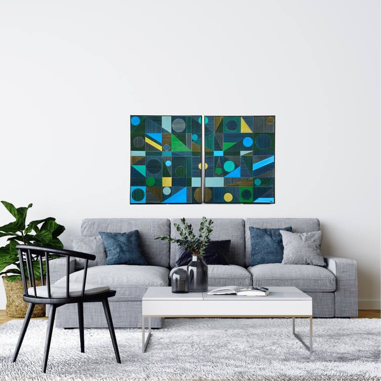 Original Geometric Painting by veronica romualdez