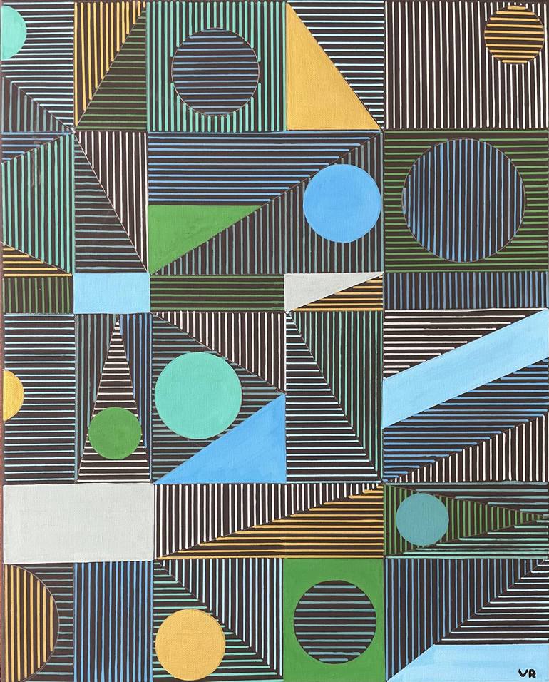 Original Contemporary Geometric Painting by veronica romualdez