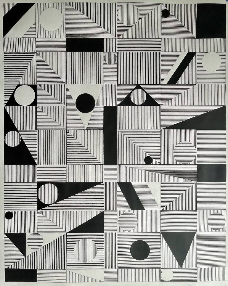 Lines in Black & White #1 Painting by veronica romualdez | Saatchi Art