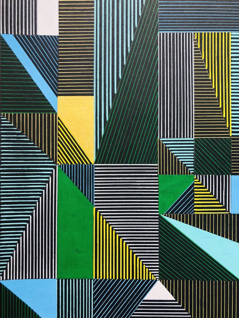 Original Geometric Abstract Painting by veronica romualdez