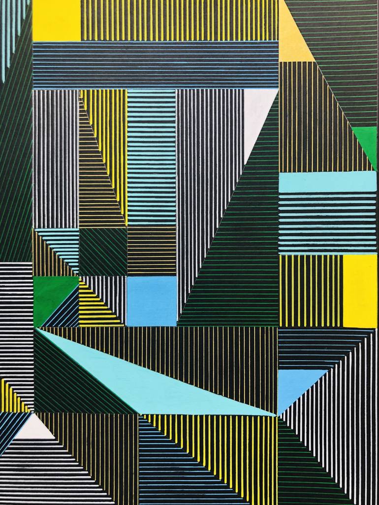 Original Geometric Abstract Painting by veronica romualdez