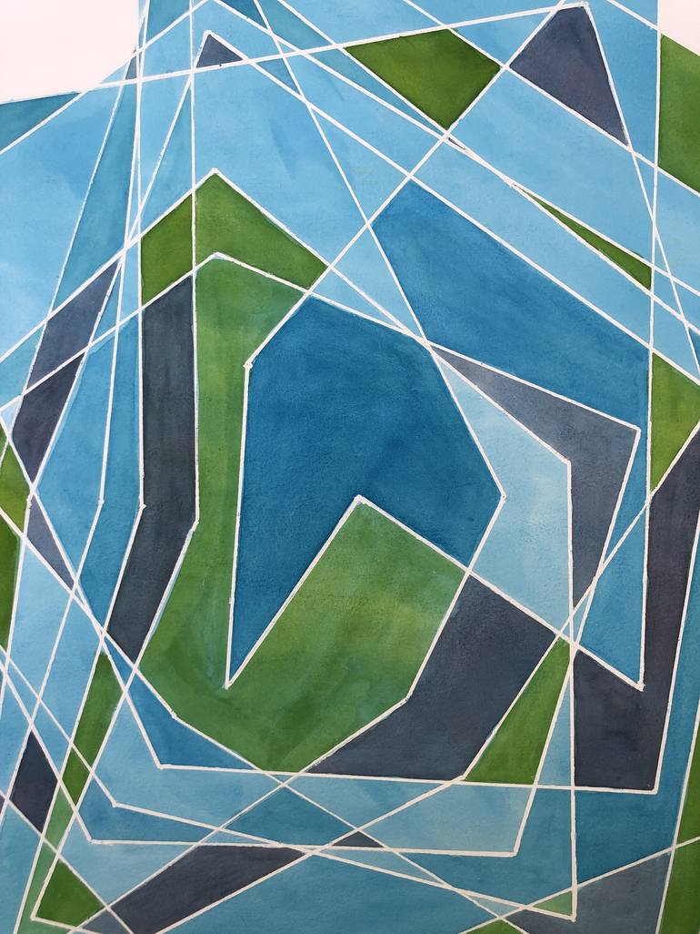 Original Abstract Geometric Painting by veronica romualdez