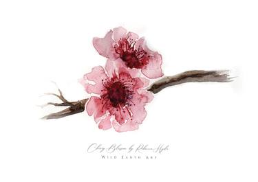 Cherry Blossom Watercolour by Rebecca Hyde of Wild Earth Art thumb