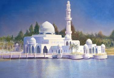 Tengku Tengah Zaharah Mosque Painting By Tajuddin Gendut Saatchi Art