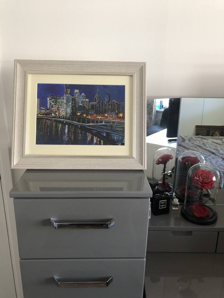 Original Art Deco Cities Painting by Hanieh Zaab